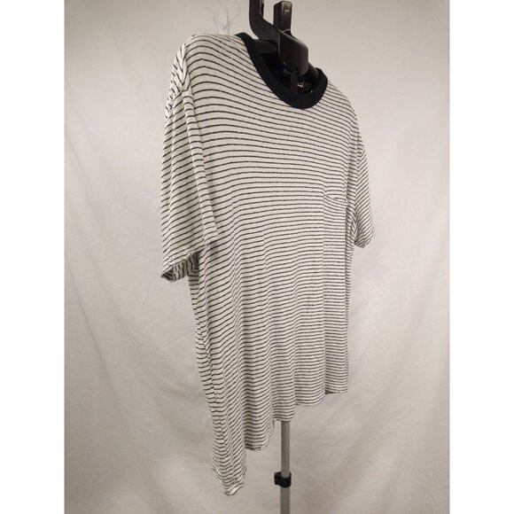 Goodfellow and Co. Men's White/Black Short Sleeve Striped Shirt Size XXL - Picture 3 of 6